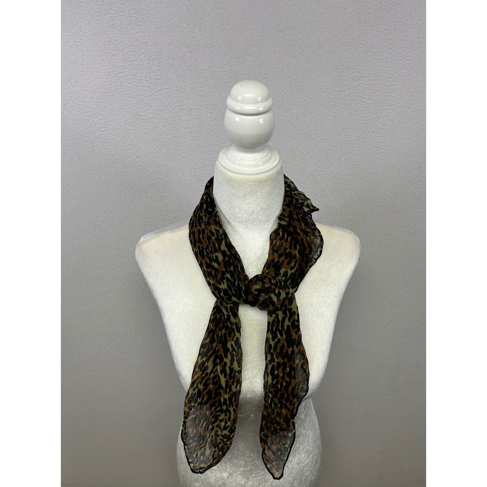 Mob Wife Indie Sleaze Womens OS Brown Leopard Print Sheer Scarf - Picture 5 of 6